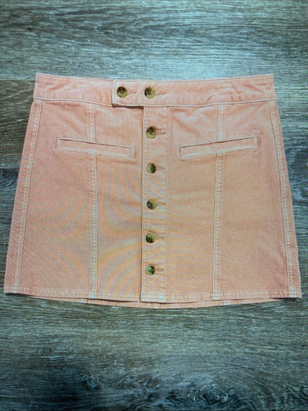 Button-Front Peach Mini Skirt